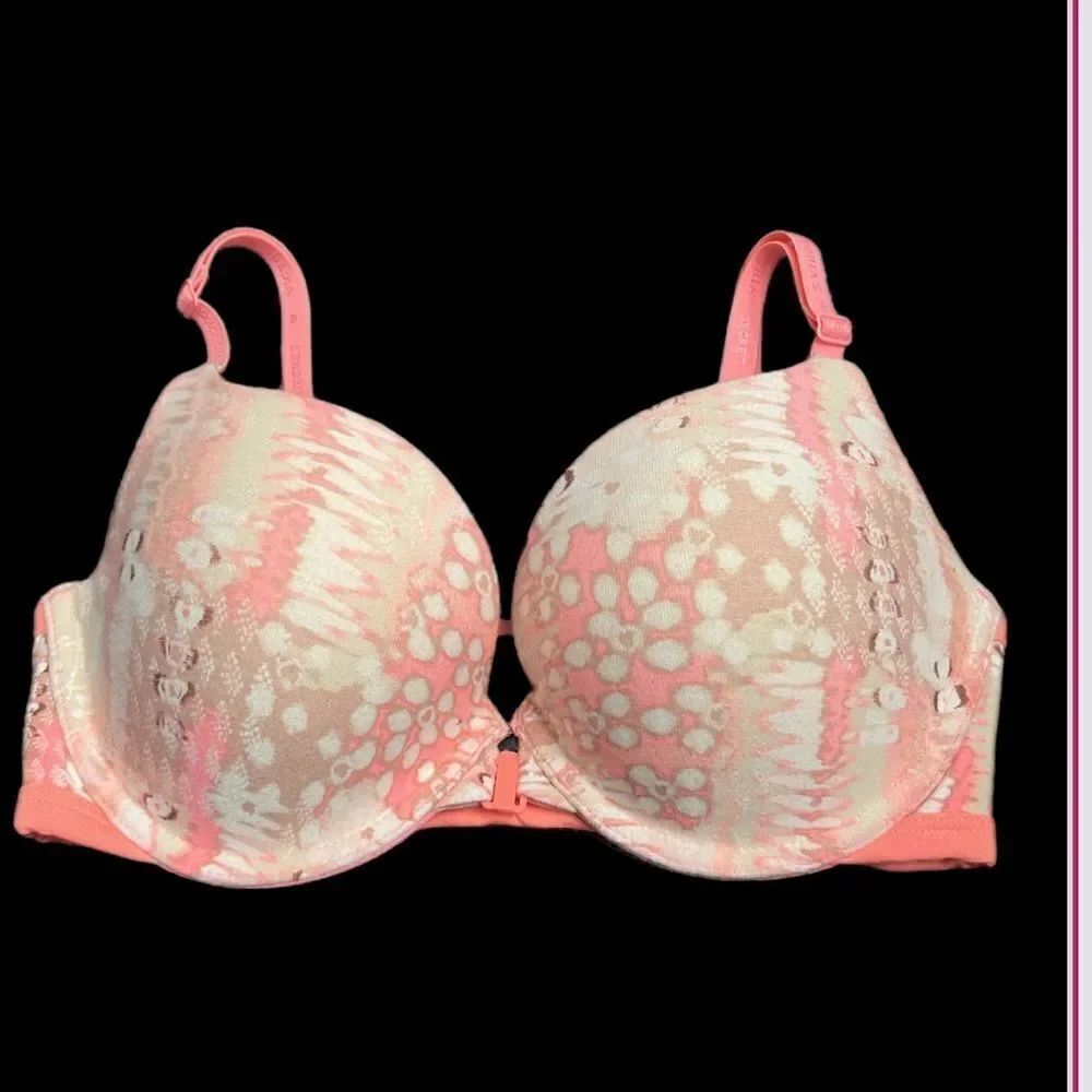 Victoria’s Secret Cotton Strappy Push Up Padded Bra Coral Multicolor 34D